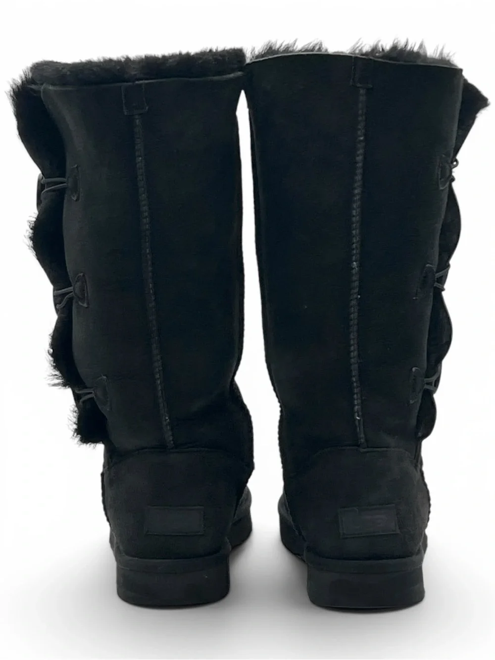 UGG Bailey Button Triplet II Black Suede Winter Shearling Boots NWOB Womens 11